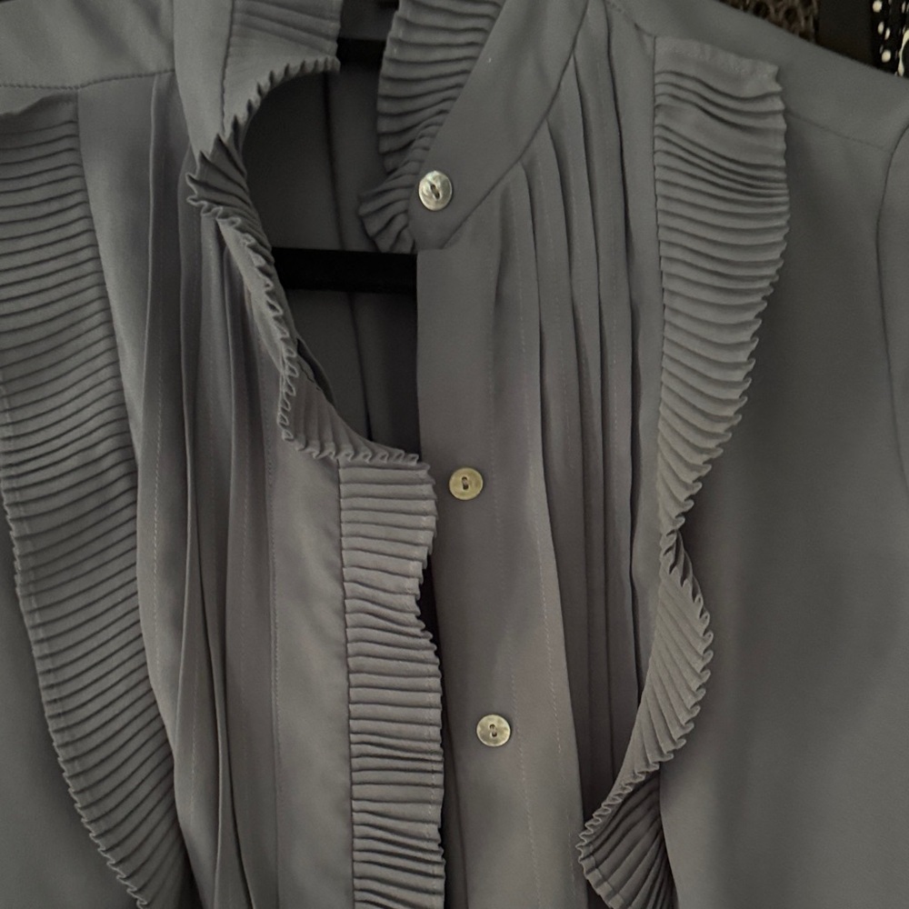 Express Pleated Blue Blouse - Picture 3 of 4